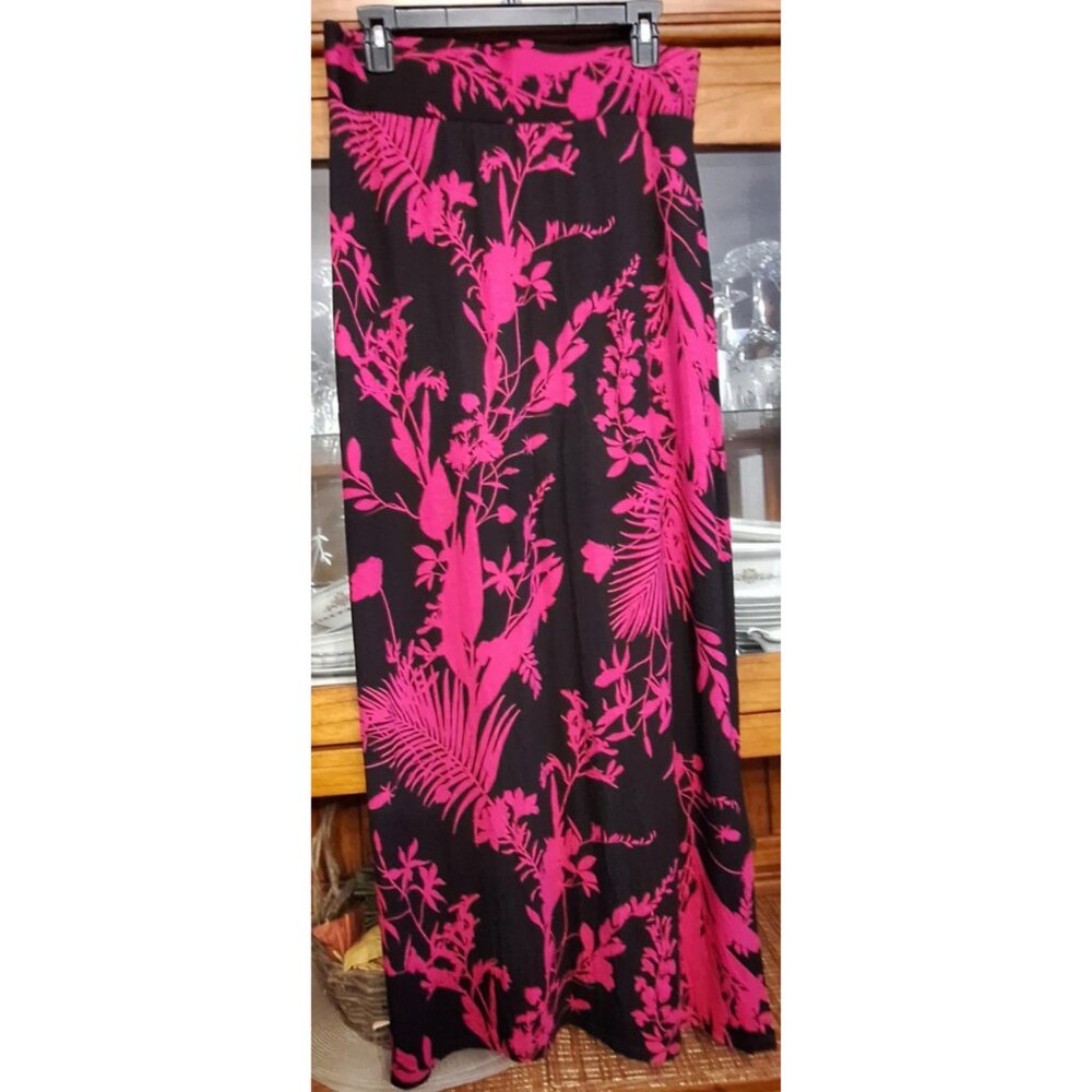A.N.A. Black & Pink Floral BOHO Maxi Skirt – Size M